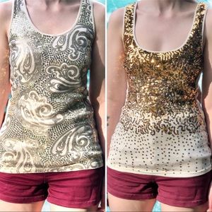 Glam Gold & Silver Sequin Tank Top Duo, Size S